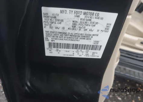 2012 Ford Escape Limited z USA, uszkodzony, nr VIN 1FMCU0E70CKB82763